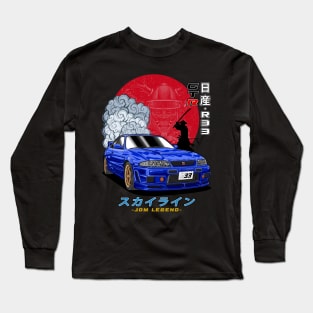 Nippon JDM Blue Nissan Skyline GT-R R33 Long Sleeve T-Shirt